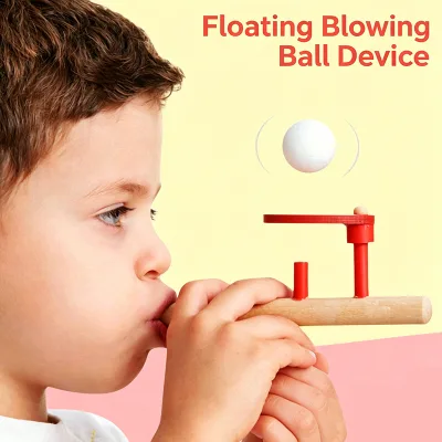 Fun Breath Training Levitation Ball Game Wooden Blow Pipe Floating Ball Toy Oral Muscle Exercise Sensory Play for Kids