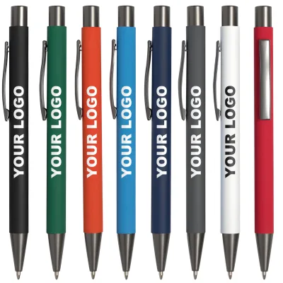Wholesale Custom Logo Ballpoint Pen 1.0mm Business Luxury Grey Advertising Gift Pen with Laser Engraving Ball Pen