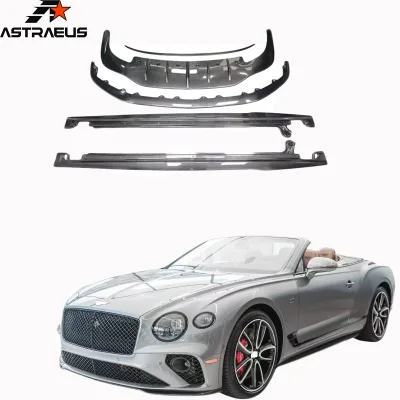 For Bentley Continental GT W12 Style Carbon Fiber Body Kit Front Bumper Lip Side Skirts Diffuser Spoiler Body Kit