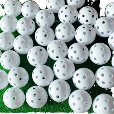 Pack of 50 Surlyn Plastic Golf Practice Balls 42.6mm 45G 3 Piece with Rubber Tees for Indoor/Outdoor Training Hardness 80-90