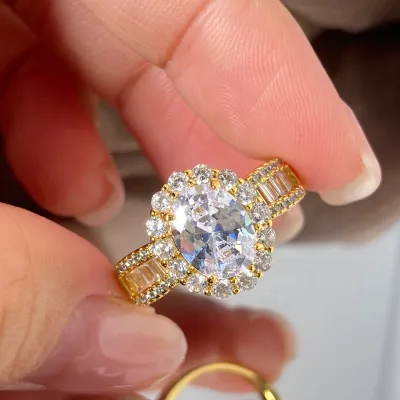 Hot Selling D Color Moissanite Rings VVS Wedding Band Wholesale Custom Mosanite 925 Sterling Silver Halo Ring
