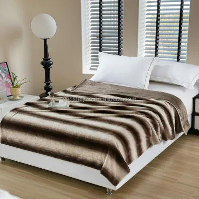 FY Winter Thickened Blanket Washable Recycled Embossed Solid Striped Pattern for Airplane Use