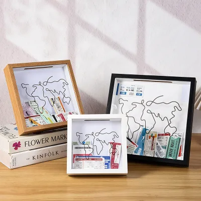 Travel Airline Movie Train Tickets and Postcard Collection Display Handmade Concert Ticket Stub Storage Box Photo Frame