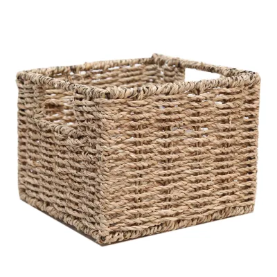 Polished Solid Wood Toilet Paper Basket for Back of Toilet Long Narrow Bathroom Storage with Built-in Handles