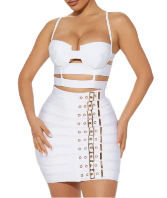 Luxury Skirt Set Woman High Quality Cropped Top and Mini Skirt 2 Piece Set for Party Club Femme Ensemble Wholesale