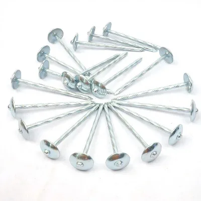 Roofing Screw Nails Plain Plastic Cap Ring Shank Galvanized Roofing Nail With Washer Plastic Caps Umbrella Head Roofing Nail