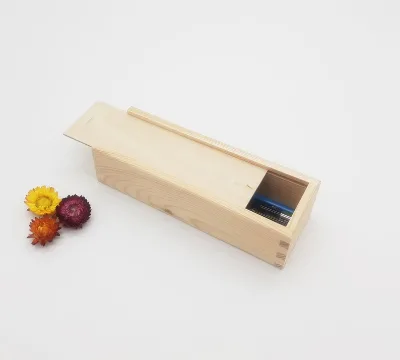 Wooden Pencil Case with a Sliding Lid Wooden Pen and Pencil Box | Gift for Children | Wooden Stationery Case
