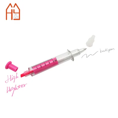 Double-ended Syringe Ballpoint Pen & Highlighter - Custom Logo Printing for Promotional Gifts