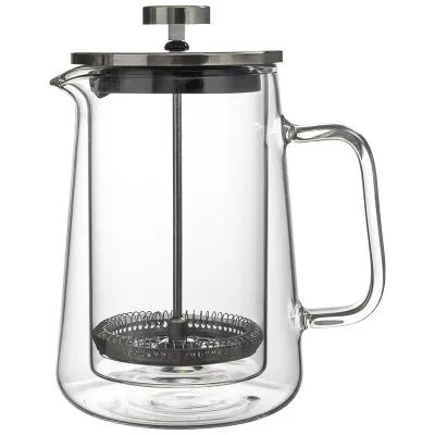 Insulated French Press Glass High Temperature Resistant Vintage French Press 350ml 650ml 1000ml French Coffee Press for Home