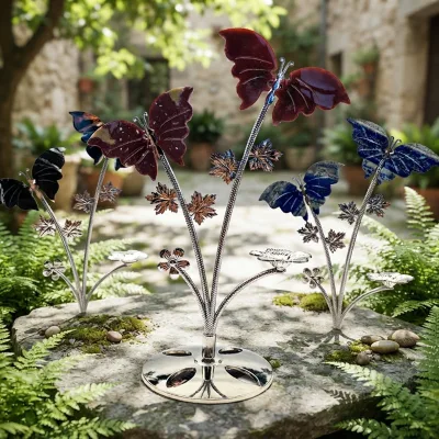Wholesale Natural Mixed Material Quartz butterfly Ornament Healing Crystal Stone Carved Butterfly Stand for Feng Shui Decoration