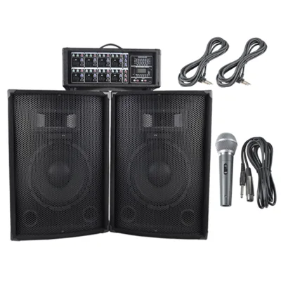 Accuracy Pro Audio PPS815L 2 Passive Wood Speaker PA Speaker System With Amplifier Dj