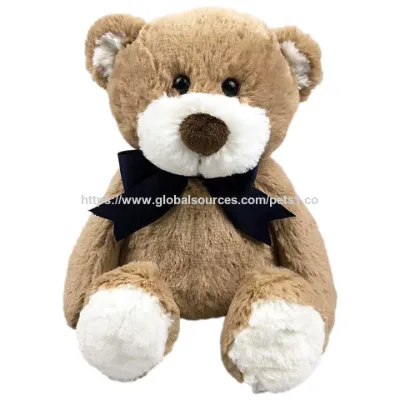 Sitting Tan Teddy Bear Plush Toys,Soft Teddy Bear Stuffed Animal,Bear with Ribbons For Promotional Gifts