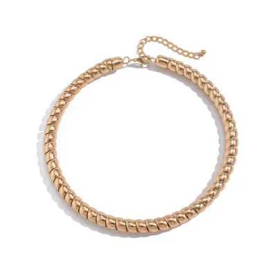 Fashion Trendy PVD Gold Plated Stainless Steel Shiny Polishing Chunky Snake Chain Choker Necklace Women Waterproof Jewelry