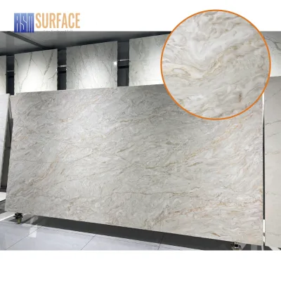 Wholesale Supplier Low Silica Polished Man Made Stone Artificial Marble Slabs Quartz Taj Mahal Quartz