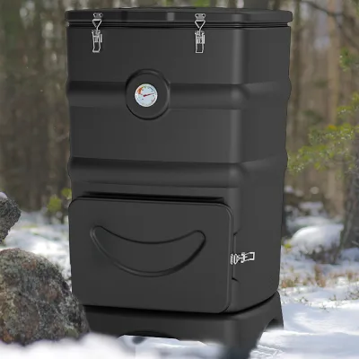 Household Plastic Insulated Aerobic Composting Bin with Thermometer and Storage Bucket for Food Waste Outdoor Use in Gardens