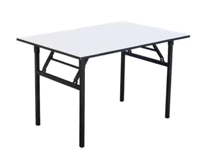 Folding Rectangular Banquet Table with Metal Frame PVC Plywood Top-Durable Outdoor Dining Furniture for Hotels & Farmhouses