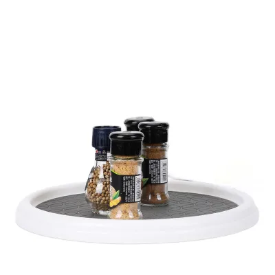 GREENSIDE Rotating Storage Tray Kitchen Seasoning Bottle Organizer Plastic Multifunctional Turntable No Installation