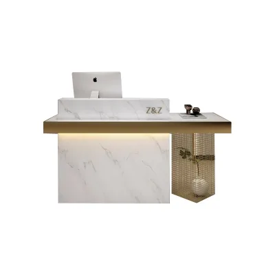 Customize the Salon Checkout Counter Wood Pink Curved Beauty Salon Front Reception Desk