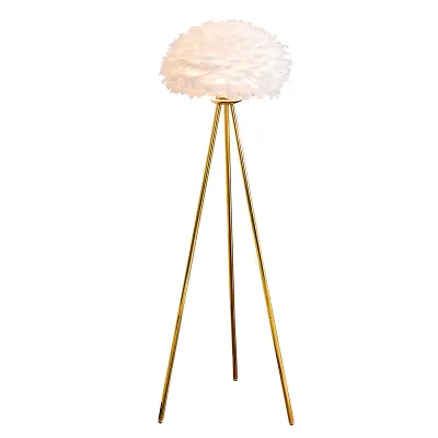 Modern LED Floor Lights Tripod Feather Lamp Shades Blue White Color Tripod Metal Light Pole Floor Lamps for Living