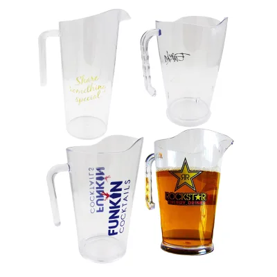 1000ml 1200ml 1800ml Plastic Beer Jug Pitcher Bar / Restaurant Beer Jug with Handle and Customized Printed logo