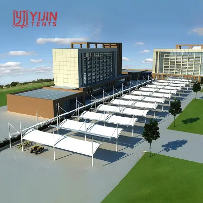 China OEM ODM Membrane Steel Structure Architecture Car Parking Shed Roofing Design