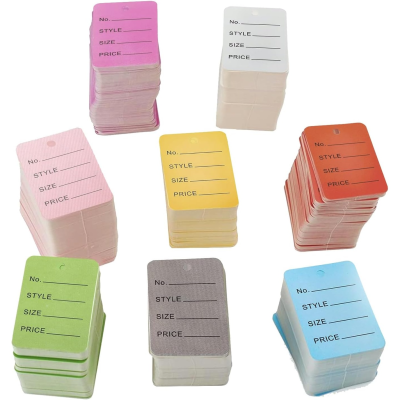 Price Tags Multicolored Paper Tags, 8 Colors Blank Paper Display Label Hang Tag, Merchandise Marking Tag, Display Label