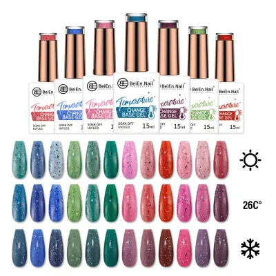 BeiEn Private Label Logo Temperate Change Base Gel Polish 15ml Disco Reflective Long-Lasting UV Gel Polish OEM&ODM Wholesale