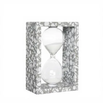 Modern New Design Marble & Glass Frame 5-Minute Rotating Colorful Hourglass Tea Timer for Home and Office Anniversary Gift
