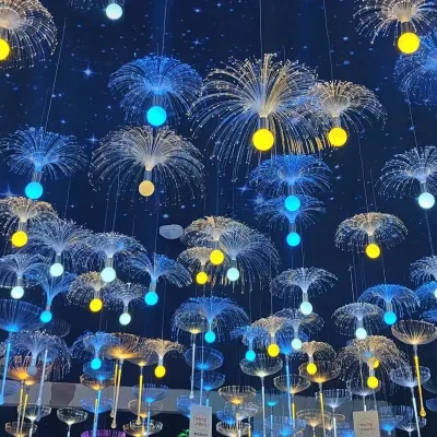 20cm 30cm Waterproof Colorful LED Jellyfish Optical Fiber Lighting Hanging Atmosphere Star Night Lamps for Wedding Party Bar