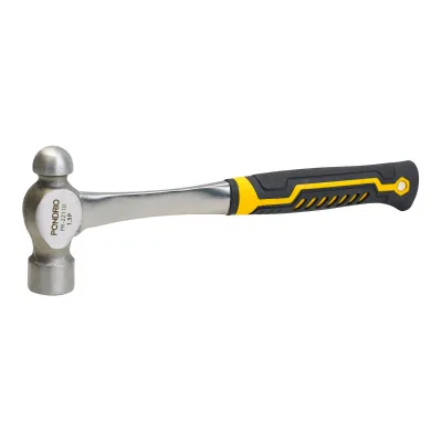 Heavy Duty Forged Steel One-Piece Ball Peen Hammer Construction Hammer with Non-Slip Shockproof Rubber Grip
