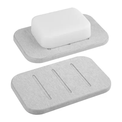 CF Quick Drying Absorbent Soap Dish Drain Grooves Easy Clean Bathroom Countertop Organizer Natural Diatomite Stone Soap Holder
