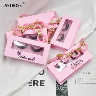 Hot Design Key Chain Luxury Pink Lash Box Packaging Wholesale Luxury Lash Book Set Custom Lash Box With Chain Handle