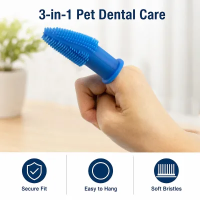 Soft Silicone Pet Finger Toothbrush for Cats & Dogs-360 Degree Oral Cleaning Removes Bad Breath Gently Protects Sensitive Gums