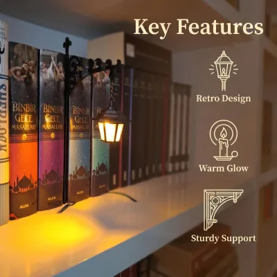 Library Lantern-decorative Bookshelf Lighting,Reading Book Shelf Lights for Bookworms,Antique Led Books Nook Lamp Ornament