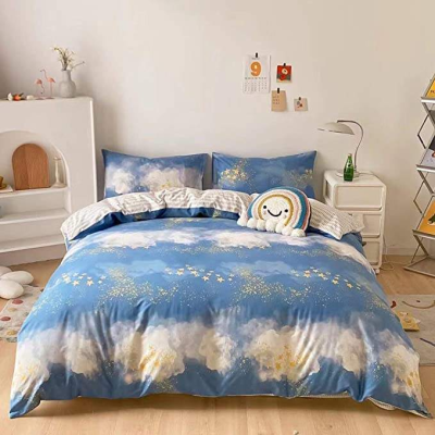 Bedding Collections All Cotton Cloud Star Printed Soft Breathable Comforter Duvet Cover Set
