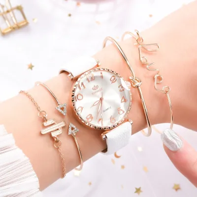 Luxury Women's Starry Sky Wristwatch Set Casual Leather Quartz Bracelet Car Gifts CD022