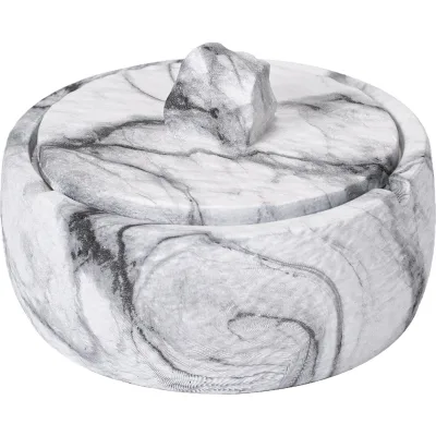 Marble Pattern Round Ashtray With Lid, Smokeless Covered Cigarette Ash Tray, Home Office Desktop Decorative Smoking Holder Gift