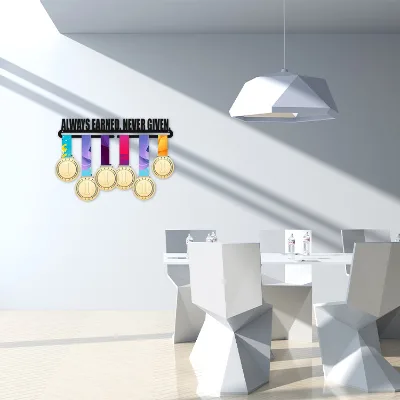 Running Medal and Bib Display Never Given always Earned Hanger Medal