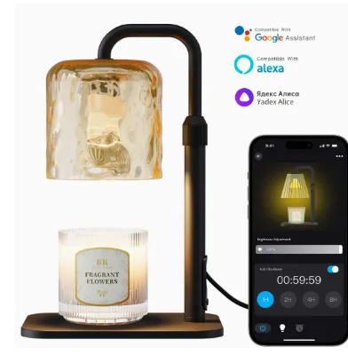 Wi-Fi-enabled Wax Melting Lamp with Alexa Voice Control Dimmable Timer Aromatherapy-Glass & Metal Construction