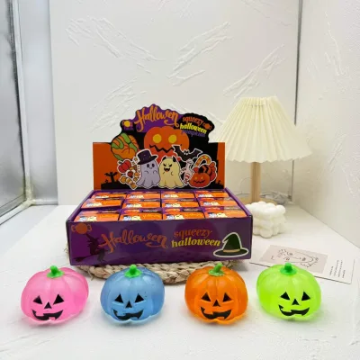 Tpr Halloween Pumpkin Maltose Stress Relief Squeeze Toy Glittery Squishy Slow Rebound Halloween Venting Pressure Release Toys