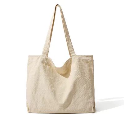 Custom Printed 2026 White Black Brown Large Heavy Duty Blank Thick Women's Canvas Tote Bag for Girls Ladies