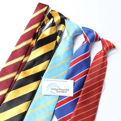 Cheap Price High Quality Stripe Neck Tie 100% Recycled Polyester Woven Custom Logo Uniform School Ties for Kids
