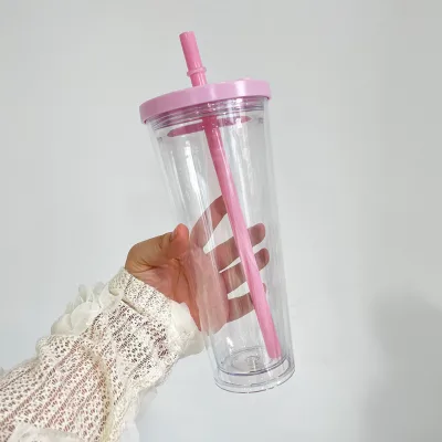 Flat Lid Cold Cup Double Walled Manufacturer Glitter Flow Floating Blank Snow Globe Cup Snow Globe Cold Cup with Lids And Straw