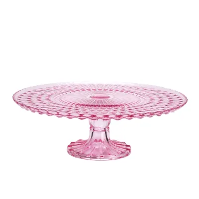 Footed Glass Cake Stand | Round Vintage Style Cake Plate | Serving Platter for Cupcakes, Cookies, Birthday Cake Pasta