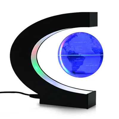 Logo Printing 3 Inch Floating Levitating Magnetic Earth Globe With Led Light Desk Decoration