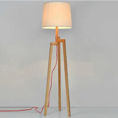 Wooden Floor Lamp Tripod Floor Standing Lamp