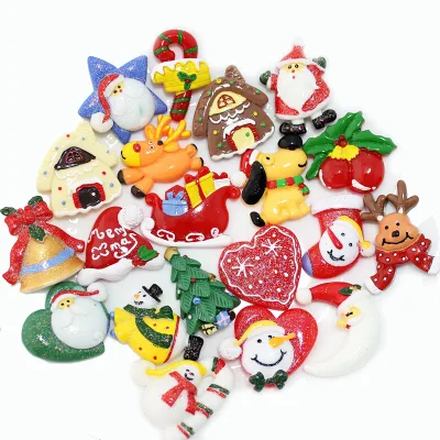 CHENXI Multi Style Kawaii Resin Charms Snowman Stockings Elk Christmas Flatback Charms Slime Plasticine DIY Charms