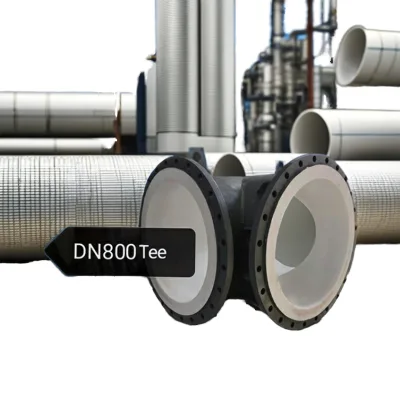 PTFE Lined Tee for Strong Acid/Alkali Flange Connection Stainless Steel/Carbon Steel Sizes 1200mm/1000mm/800mm Casting Technics