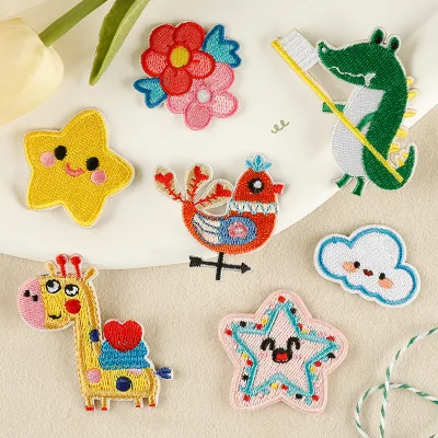 New Cartoon Star Flower Animal Shape Embroidery Cartoon Embroidery Patch Self Adhesive Patch