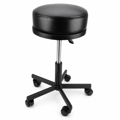 Multi Purpose Industrial Metal Height Adjustable Rolling Stool Gas Spring Lifting PU Padded Seat 5 Caster Wheels for Workshop